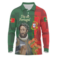 Portugal Day 10th June Long Sleeve Polo Shirt Luis de Camoes Dia da Portugal