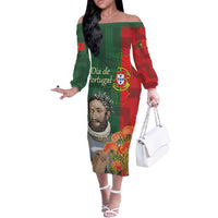 Portugal Day 10th June Off The Shoulder Long Sleeve Dress Luis de Camoes Dia da Portugal