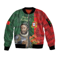 Portugal Day 10th June Sleeve Zip Bomber Jacket Luis de Camoes Dia da Portugal