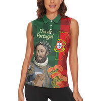 Portugal Day 10th June Women Sleeveless Polo Shirt Luis de Camoes Dia da Portugal