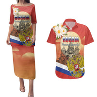 Personalized Russia Day 12th June Couples Matching Puletasi and Hawaiian Shirt Red Square Moscow