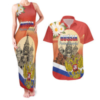 Personalized Russia Day 12th June Couples Matching Tank Maxi Dress and Hawaiian Shirt Red Square Moscow