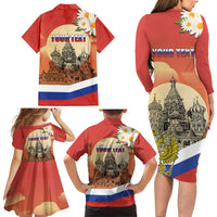 Personalized Russia Day 12th June Family Matching Long Sleeve Bodycon Dress and Hawaiian Shirt Red Square Moscow