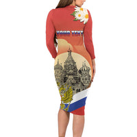 Personalized Russia Day 12th June Family Matching Long Sleeve Bodycon Dress and Hawaiian Shirt Red Square Moscow