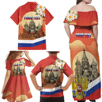 Personalized Russia Day 12th June Family Matching Off Shoulder Maxi Dress and Hawaiian Shirt Red Square Moscow