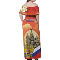 Personalized Russia Day 12th June Family Matching Off Shoulder Maxi Dress and Hawaiian Shirt Red Square Moscow