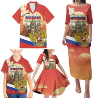 Personalized Russia Day 12th June Family Matching Puletasi and Hawaiian Shirt Red Square Moscow