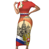 Personalized Russia Day 12th June Family Matching Short Sleeve Bodycon Dress and Hawaiian Shirt Red Square Moscow