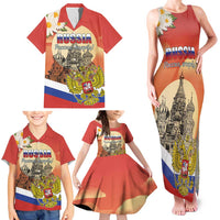 Personalized Russia Day 12th June Family Matching Tank Maxi Dress and Hawaiian Shirt Red Square Moscow