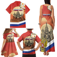 Personalized Russia Day 12th June Family Matching Tank Maxi Dress and Hawaiian Shirt Red Square Moscow