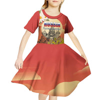 Personalized Russia Day 12th June Kid Short Sleeve Dress Red Square Moscow