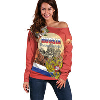 Personalized Russia Day 12th June Off Shoulder Sweater Red Square Moscow