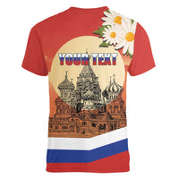 Personalized Russia Day 12th June Women V-Neck T-Shirt Red Square Moscow