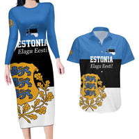 Personalized Estonia Flag Day 4 June Couples Matching Long Sleeve Bodycon Dress and Hawaiian Shirt Elagu Esti!