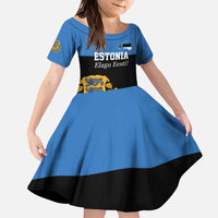 Personalized Estonia Flag Day 4 June Kid Short Sleeve Dress Elagu Esti!