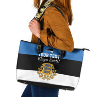 Personalized Estonia Flag Day 4 June Leather Tote Bag Elagu Esti!