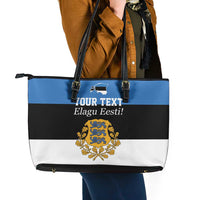 Personalized Estonia Flag Day 4 June Leather Tote Bag Elagu Esti!