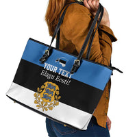 Personalized Estonia Flag Day 4 June Leather Tote Bag Elagu Esti!