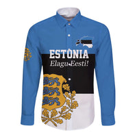 Personalized Estonia Flag Day 4 June Long Sleeve Button Shirt Elagu Esti!