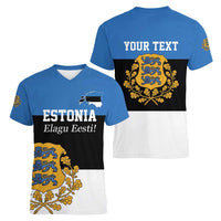 Personalized Estonia Flag Day 4 June Women V-Neck T-Shirt Elagu Esti!