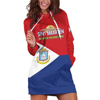 Personalized Sint Maarten Flag day Hoodie Dress Semper progrediens Flag Style
