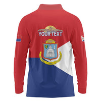 Personalized Sint Maarten Flag day Long Sleeve Polo Shirt Semper progrediens Flag Style