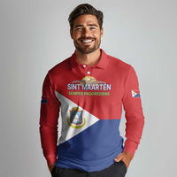 Personalized Sint Maarten Flag day Long Sleeve Polo Shirt Semper progrediens Flag Style