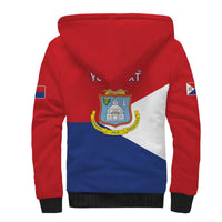 Personalized Sint Maarten Flag day Sherpa Hoodie Semper progrediens Flag Style