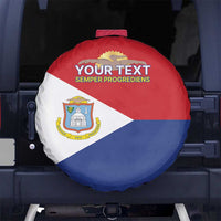 Personalized Sint Maarten Flag day Spare Tire Cover Semper progrediens Flag Style