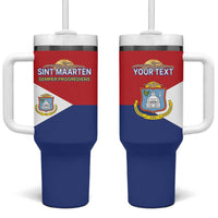 Personalized Sint Maarten Flag day Tumbler With Handle Semper progrediens Flag Style