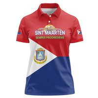 Personalized Sint Maarten Flag day Women Polo Shirt Semper progrediens Flag Style