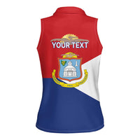 Personalized Sint Maarten Flag day Women Sleeveless Polo Shirt Semper progrediens Flag Style