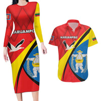 Lithuania Marijampole County Couples Matching Long Sleeve Bodycon Dress and Hawaiian Shirt Marijampoles apskritis