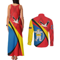 Lithuania Marijampole County Couples Matching Tank Maxi Dress and Long Sleeve Button Shirt Marijampoles apskritis