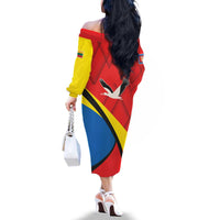 Lithuania Marijampole County Family Matching Off The Shoulder Long Sleeve Dress and Hawaiian Shirt Marijampoles apskritis