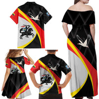 Lithuania Panevezys County Family Matching Off Shoulder Maxi Dress and Hawaiian Shirt Panevezio Apskritis