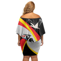 Lithuania Panevezys County Family Matching Off Shoulder Short Dress and Hawaiian Shirt Panevezio Apskritis