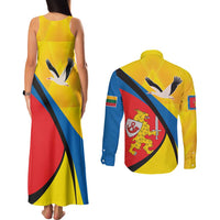 Lithuania Taurage County Couples Matching Tank Maxi Dress and Long Sleeve Button Shirt Taurages Apskritis