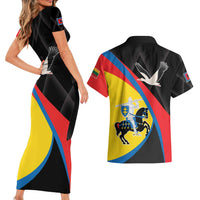 Lithuania Vilnius County Couples Matching Short Sleeve Bodycon Dress and Hawaiian Shirt Vilniaus Apskritis