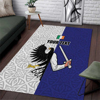 Personalized Ireland Connacht Black Eagle and Armed hand Area Rug Connachta Flag Style with Celtic Patern