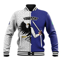 Personalized Ireland Connacht Black Eagle and Armed hand Baseball Jacket Connachta Flag Style with Celtic Patern