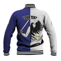 Personalized Ireland Connacht Black Eagle and Armed hand Baseball Jacket Connachta Flag Style with Celtic Patern