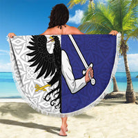 Personalized Ireland Connacht Black Eagle and Armed hand Beach Blanket Connachta Flag Style with Celtic Patern