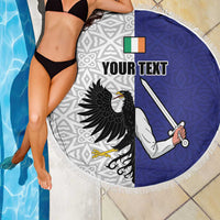 Personalized Ireland Connacht Black Eagle and Armed hand Beach Blanket Connachta Flag Style with Celtic Patern