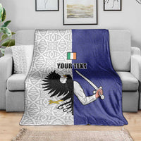 Personalized Ireland Connacht Black Eagle and Armed hand Blanket Connachta Flag Style with Celtic Patern