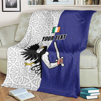 Personalized Ireland Connacht Black Eagle and Armed hand Blanket Connachta Flag Style with Celtic Patern