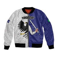 Personalized Ireland Connacht Black Eagle and Armed hand Bomber Jacket Connachta Flag Style with Celtic Patern