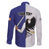 Personalized Ireland Connacht Black Eagle and Armed hand Family Matching Off The Shoulder Long Sleeve Dress and Hawaiian Shirt Connachta Flag Style with Celtic Patern