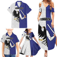 Personalized Ireland Connacht Black Eagle and Armed hand Family Matching Summer Maxi Dress and Hawaiian Shirt Connachta Flag Style with Celtic Patern