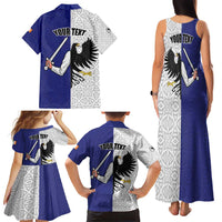 Personalized Ireland Connacht Black Eagle and Armed hand Family Matching Tank Maxi Dress and Hawaiian Shirt Connachta Flag Style with Celtic Patern